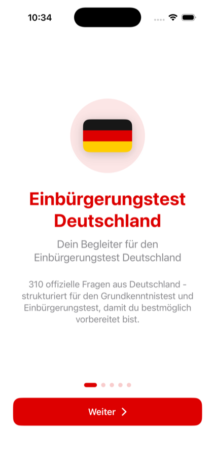 Germany app learning overview with streak and XP