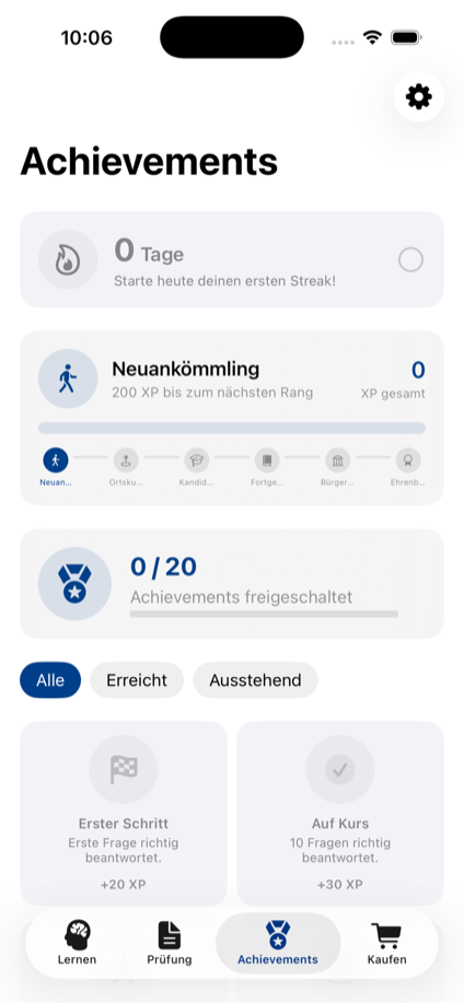 Zurich app achievement screen